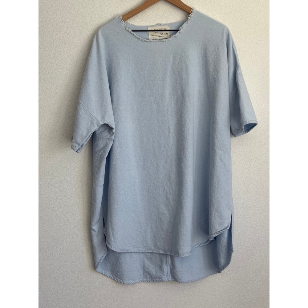 Hackwith Design House Lei Top M/L Light Blue Oversized Minimalist Coastal Tunic
